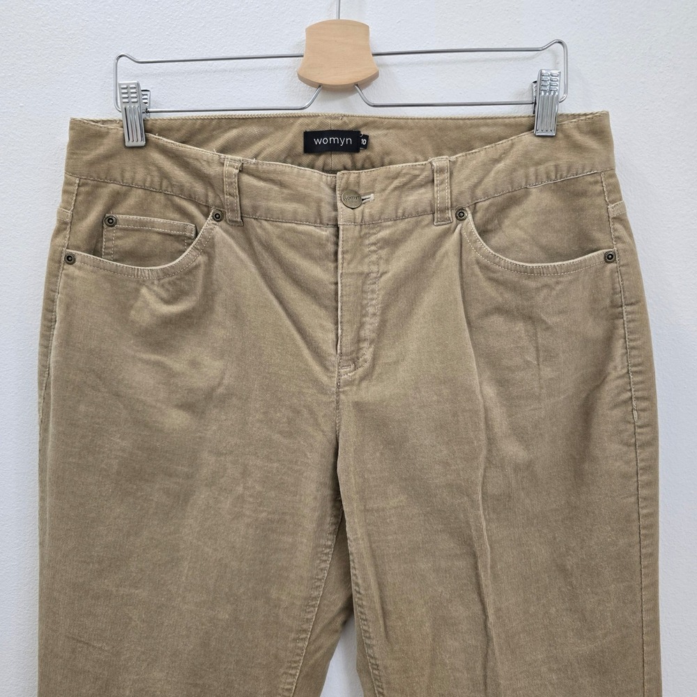 Womyn Tan Corduroy Bootcut‎ Pants Khaki Cotton Stretch Size 10